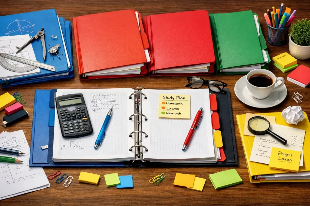 مدیریت کلاسور با کلاسورهای رنگی برای تفکیک دروس و پروژهها