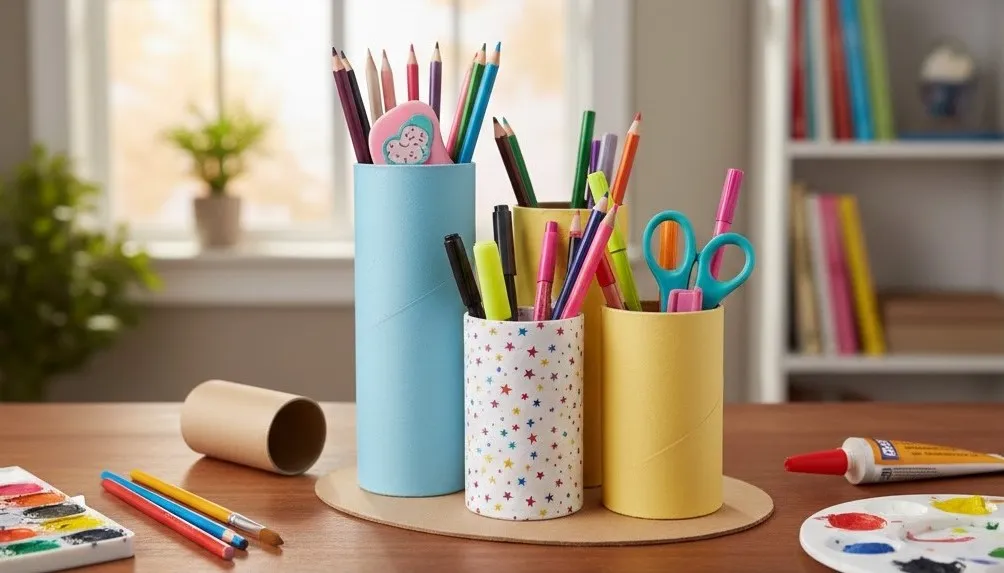 جامدادی دست ساز با رولهای مقوایی